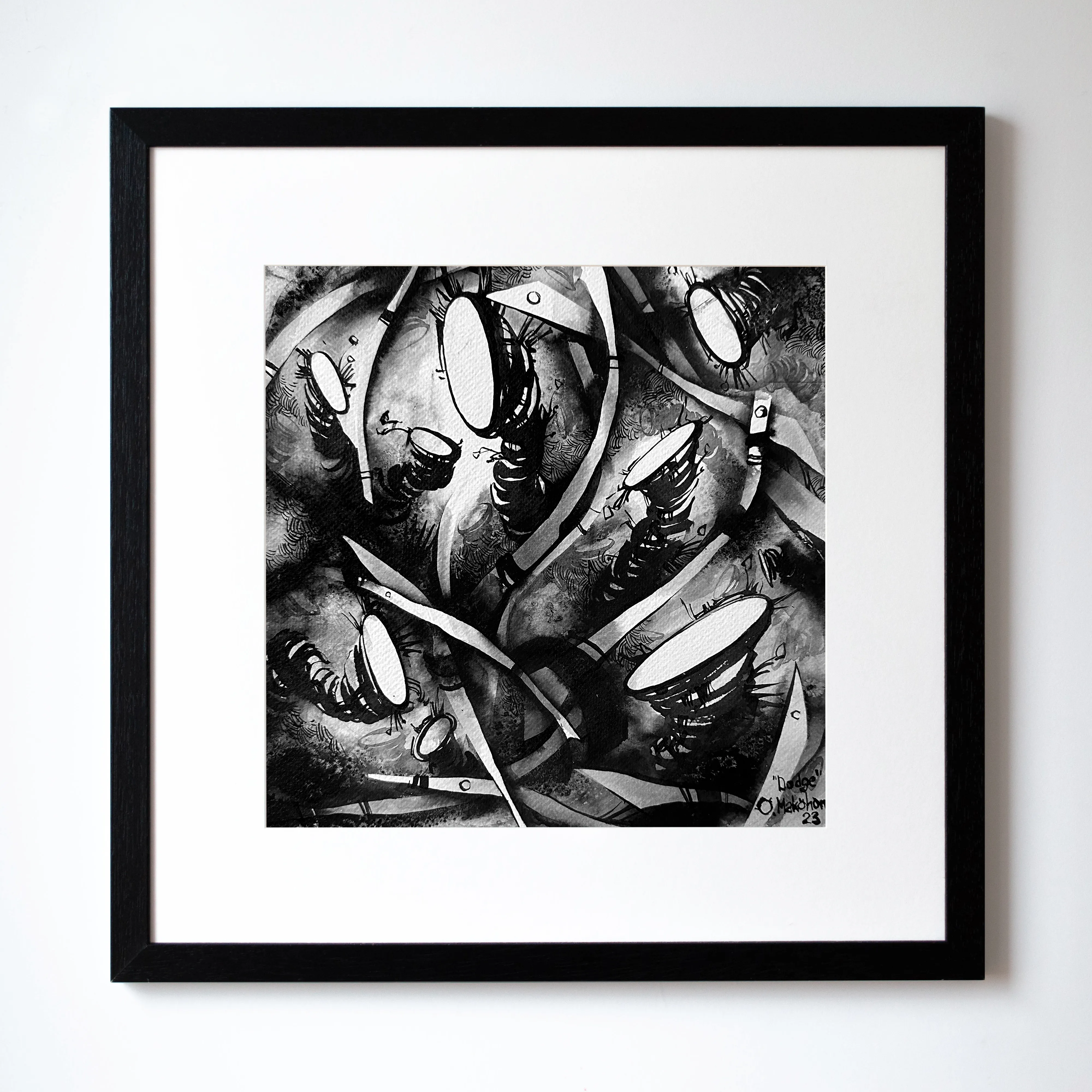 Зображення "Маневр | Dodge" від Олександр Макогон, розмір: 42 x 42 cm, матеріали: туш, бавовняний папір | ink, cotton paper, медіум: Графіка, ціна: $230 Фото 1 з 4.