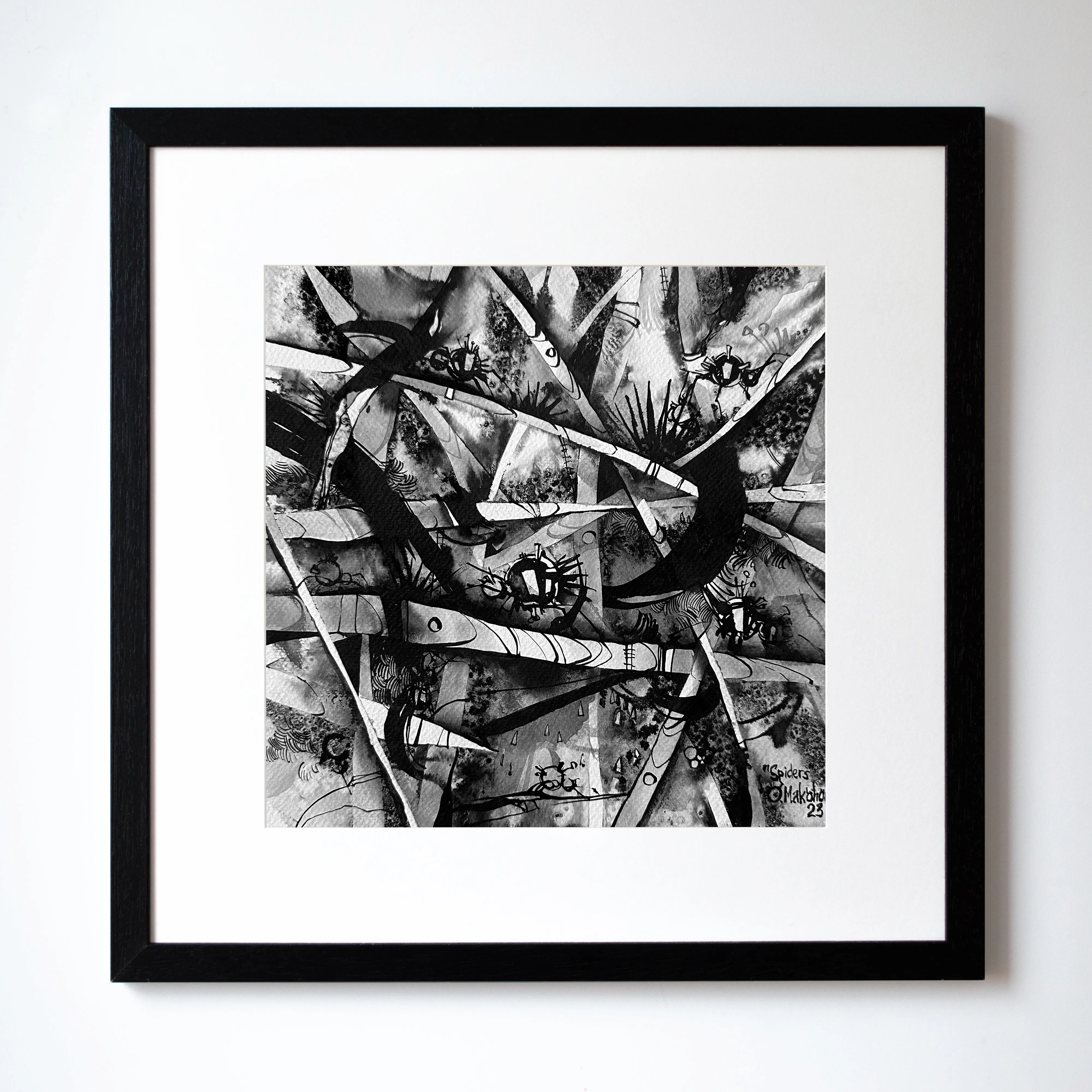 Зображення "Павуки | Spiders" від Олександр Макогон, розмір: 42 x 42 cm, матеріали: туш, бавовняний папір | ink, cotton paper, медіум: Графіка, ціна: $230 (≈ 10 311 грн) Фото 1 з 3.