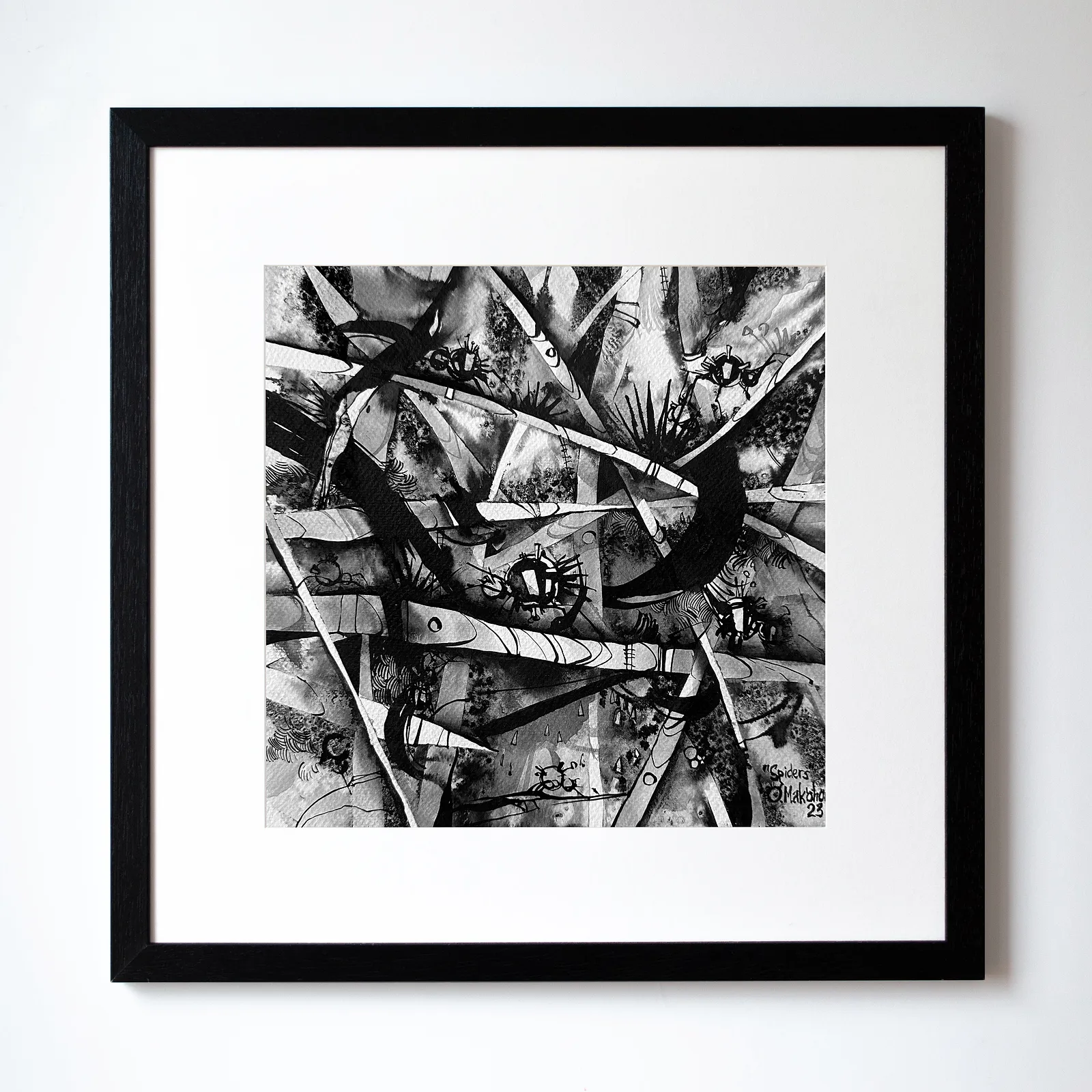 Зображення "Павуки | Spiders" від Олександр Макогон, розмір: 42 x 42 cm, матеріали: туш, бавовняний папір | ink, cotton paper, медіум: Графіка, ціна: $230 (≈ 10 311 грн) Фото 1 з 3.
