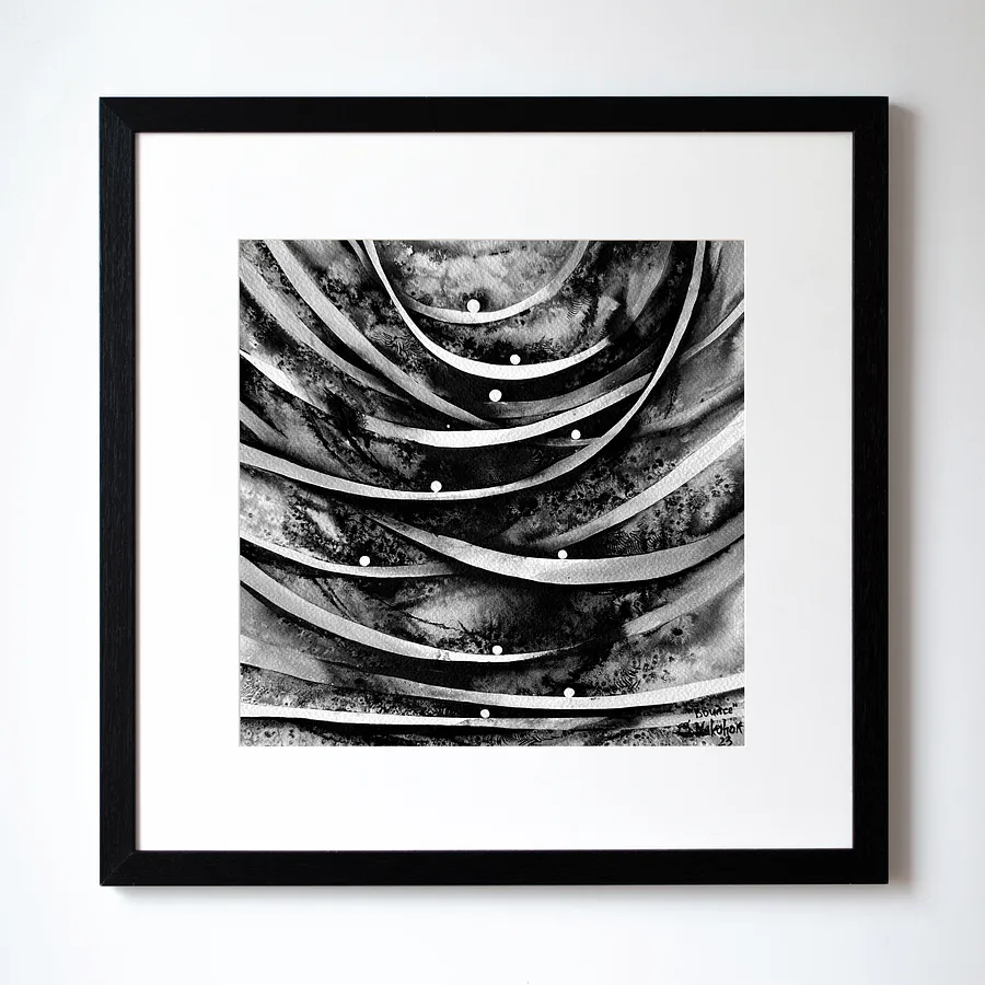 Зображення "Стрибок | Bounce" від Олександр Макогон, розмір: 42 x 42 cm, матеріали: туш, бавовняний папір | ink, cotton paper, медіум: Графіка, ціна: $230 Фото 1 з 4.