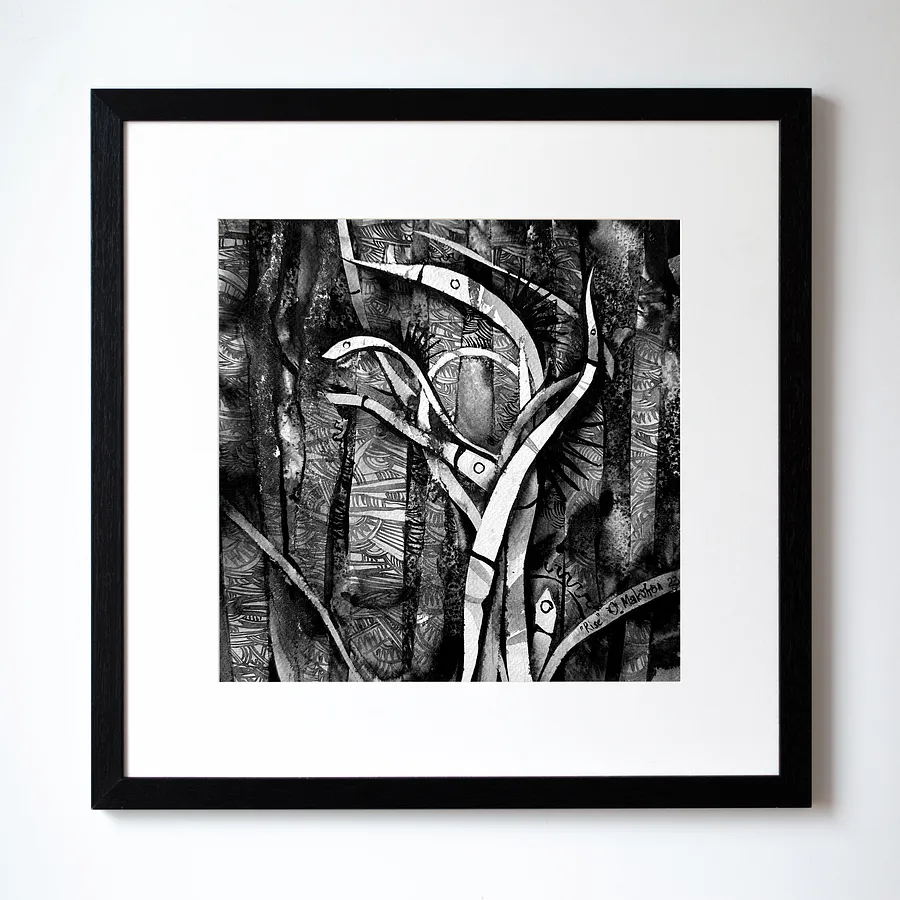 Зображення "Зростання | Rise" від Олександр Макогон, розмір: 42 x 42 cm, матеріали: туш, бавовняний папір | ink, cotton paper, медіум: Графіка, ціна: $230 Фото 1 з 3.