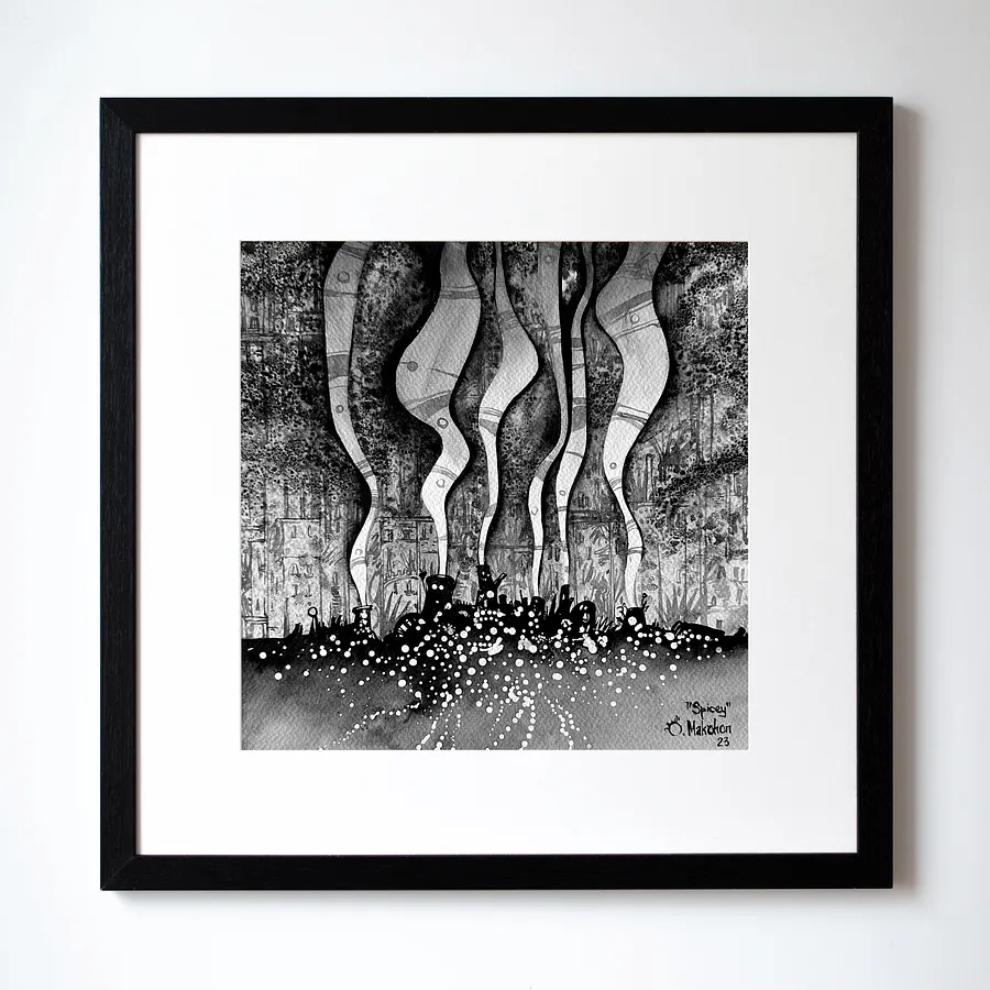 Зображення "Пряний | Spicy" від Олександр Макогон, розмір: 42 x 42 cm, матеріали: туш, бавовняний папір | ink, cotton paper, медіум: Графіка, ціна: $230 Фото 1 з 3.