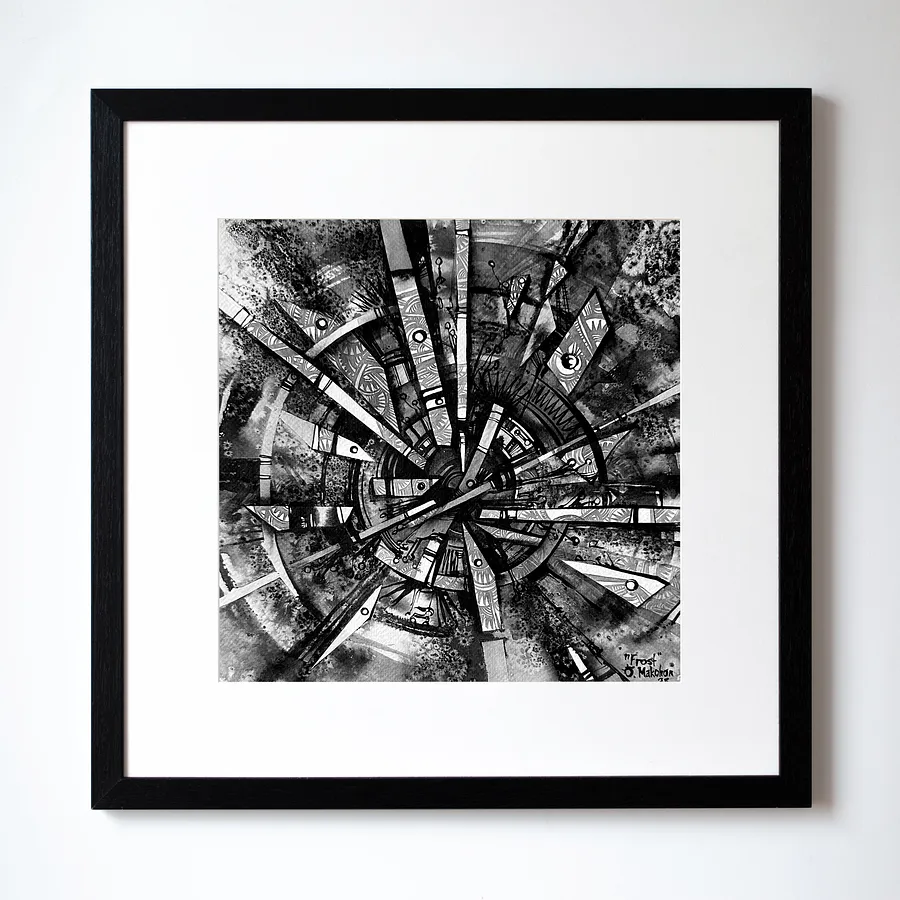 Зображення "Паморозь | Frost" від Олександр Макогон, розмір: 42 x 42 cm, матеріали: туш, бавовняний папір | ink, cotton paper, медіум: Графіка, ціна: $230 Фото 1 з 3.