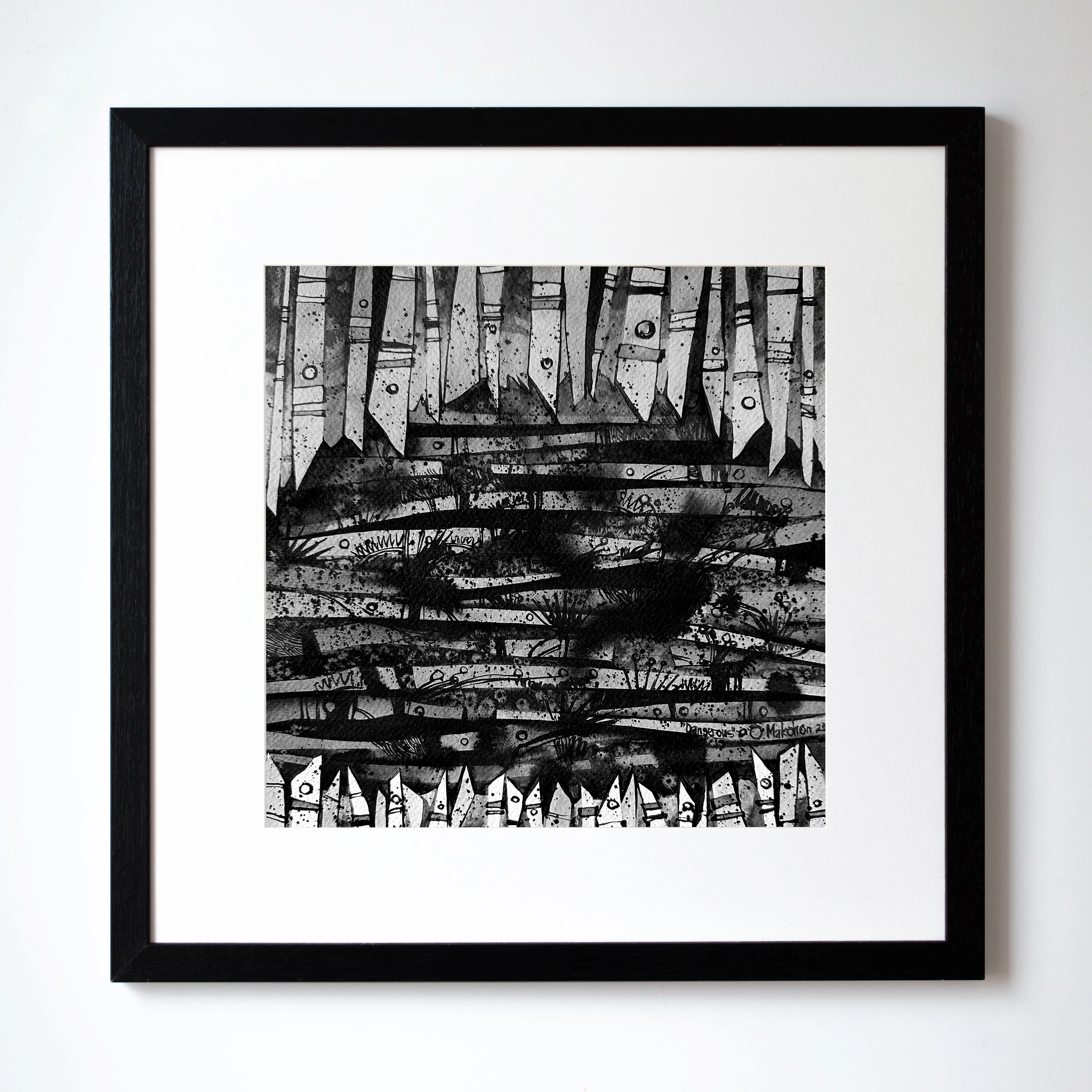 Зображення "Небезпечний | Dangerous " від Олександр Макогон, розмір: 42 x 42 cm, матеріали: туш, бавовняний папір | ink, cotton paper, медіум: Графіка, ціна: $230 Фото 1 з 3.