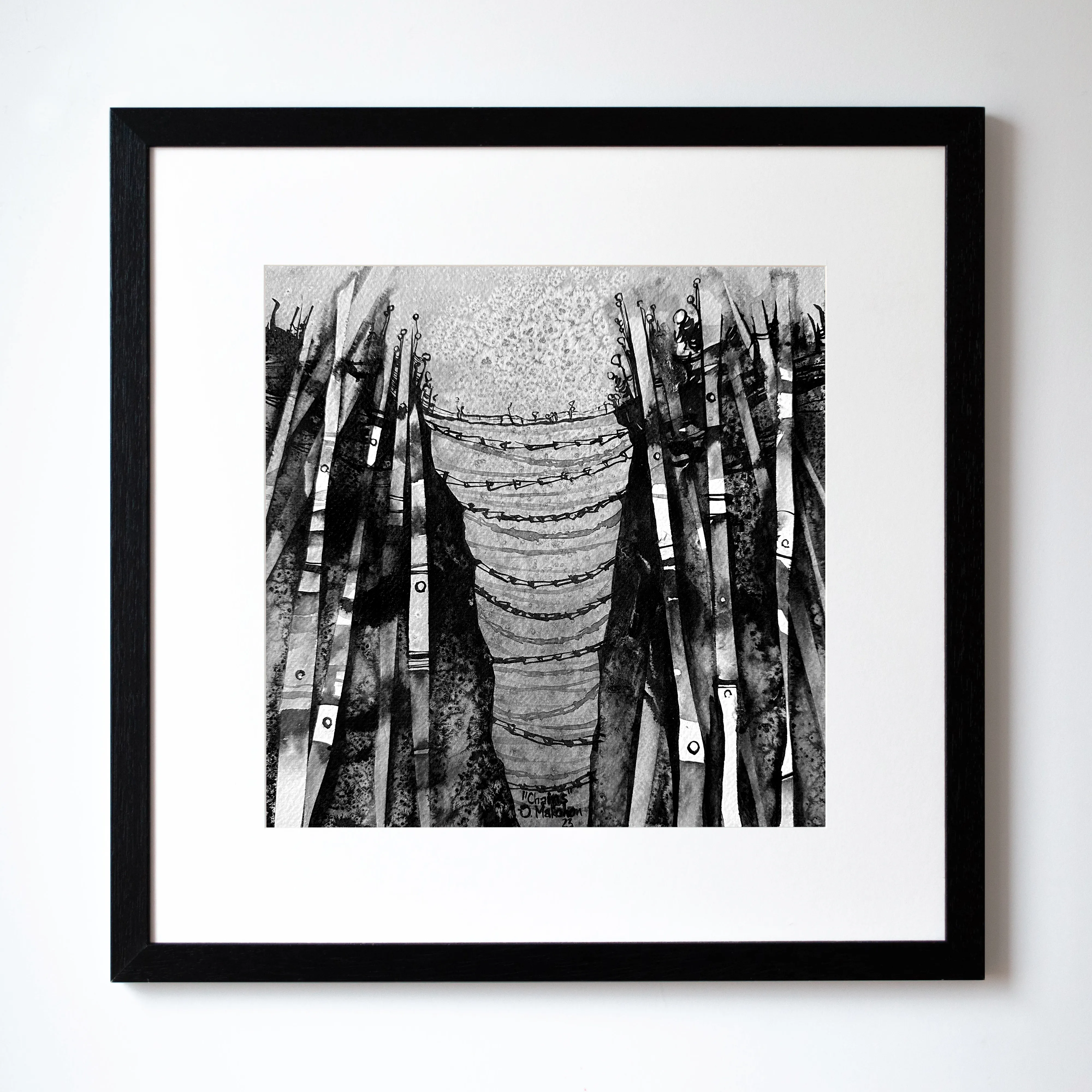 Зображення "Ланцюги | Chains" від Олександр Макогон, розмір: 42 x 42 cm, матеріали: туш, бавовняний папір | ink, cotton paper, медіум: Графіка, ціна: $230 Фото 1 з 3.