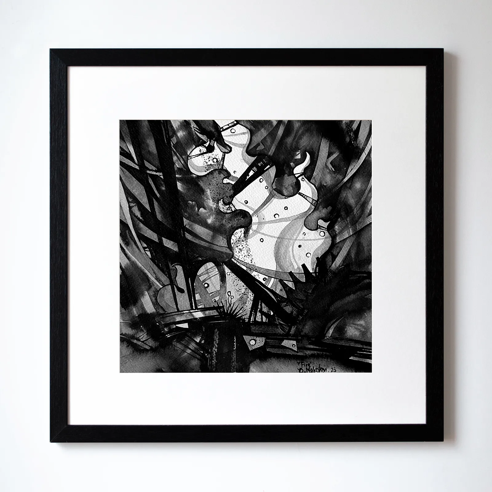 Зображення "Вогонь | Fire" від Олександр Макогон, розмір: 42 x 42 cm, матеріали: туш, бавовняний папір | ink, cotton paper, медіум: Графіка, ціна: $230 (≈ 10 396 грн) Фото 1 з 4.
