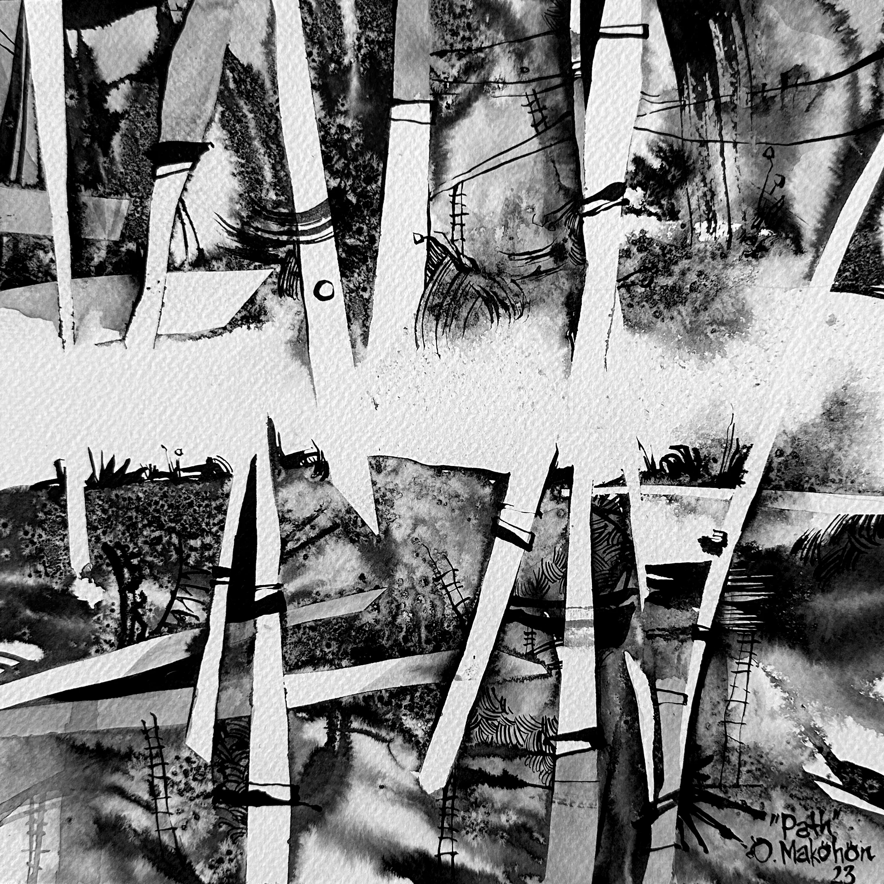 Зображення "Шлях | Path" від Олександр Макогон, розмір: 42 x 42 cm, матеріали: туш, бавовняний папір | ink, cotton paper, ціна: $230 Фото 4 з 4.