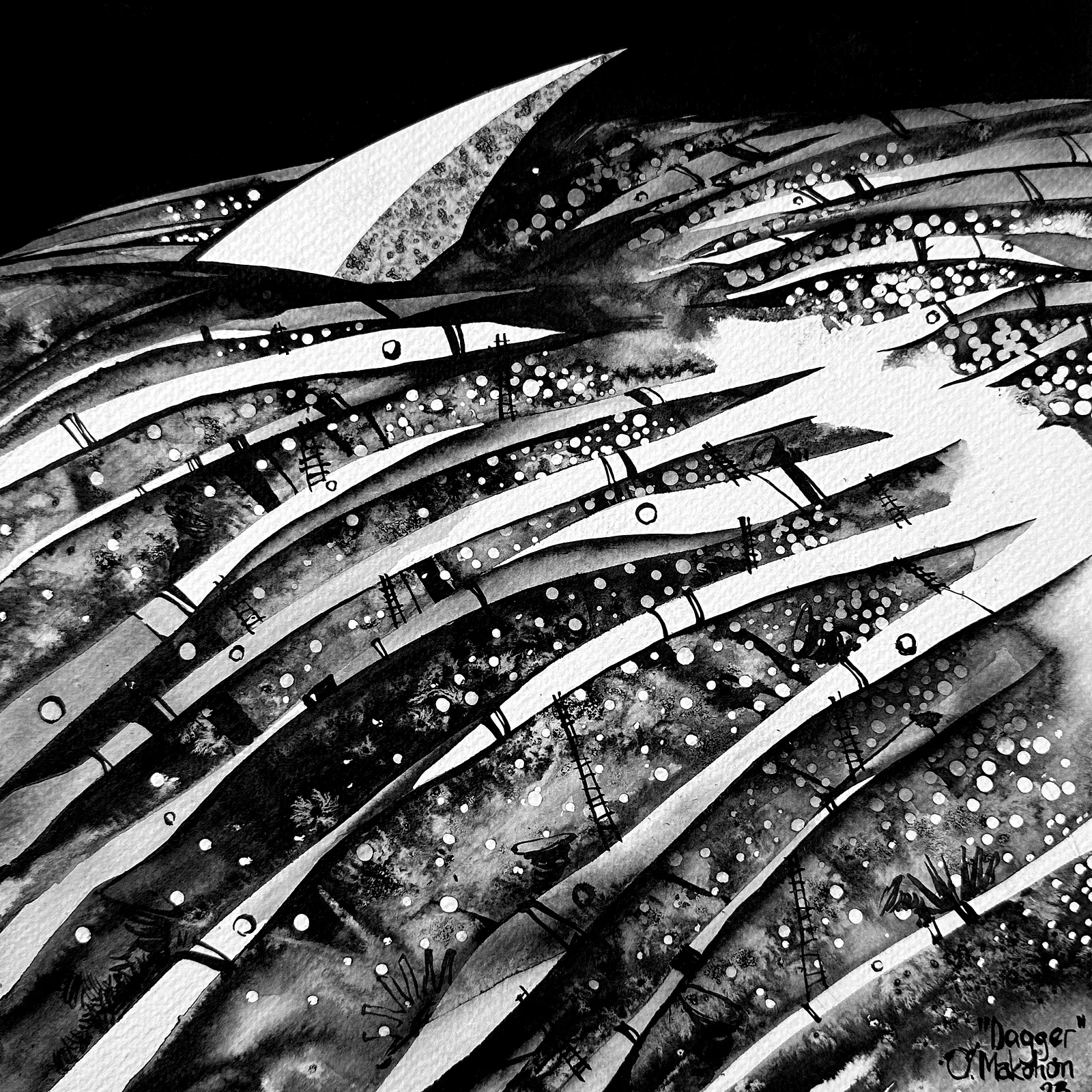 Зображення "Кинджал | Dagger" від Олександр Макогон, розмір: 42 x 42 cm, матеріали: туш, бавовняний папір | ink, cotton paper, медіум: Графіка, ціна: $230 (≈ 10 396 грн) Фото 2 з 4.