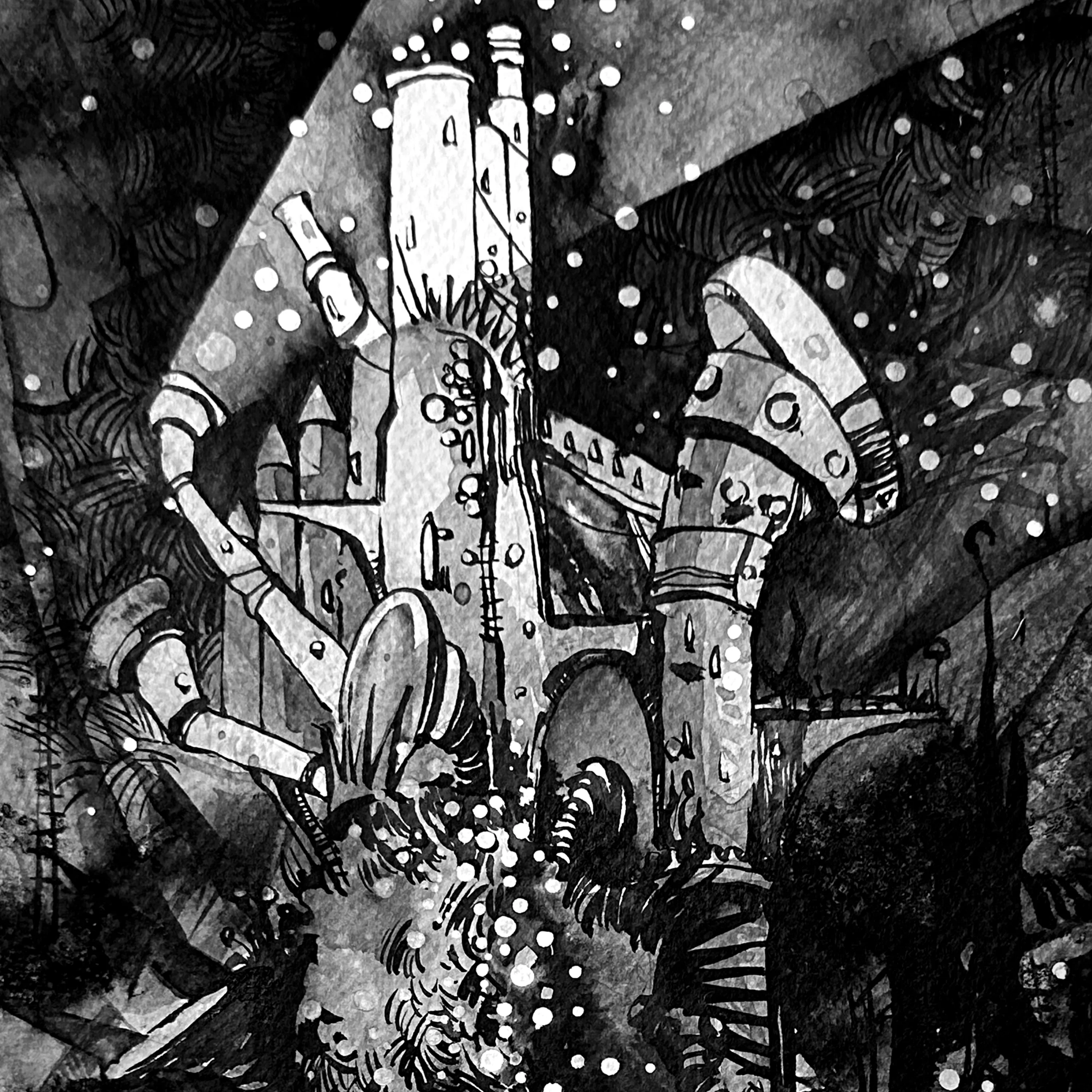 Зображення "Замок | Castle" від Олександр Макогон, розмір: 42 x 42 cm, матеріали: туш, бавовняний папір | ink, cotton paper, медіум: Графіка, ціна: $230 Фото 2 з 3.