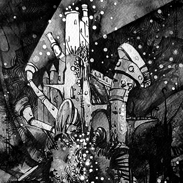 Зображення "Замок | Castle" від Олександр Макогон, розмір: 42 x 42 cm, матеріали: туш, бавовняний папір | ink, cotton paper, медіум: Графіка, ціна: $230 Фото 2 з 3.