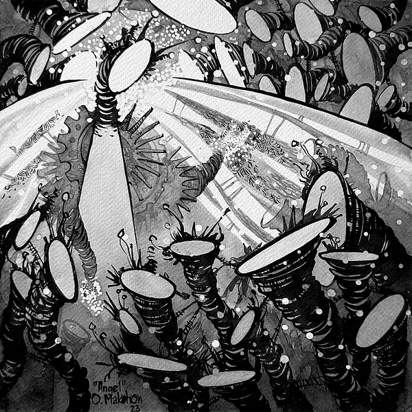 Зображення "Ангел | Angel" від Олександр Макогон, розмір: 42 x 42 cm, матеріали: туш, бавовняний папір | ink, cotton paper, медіум: Графіка, ціна: $230 Фото 2 з 4.