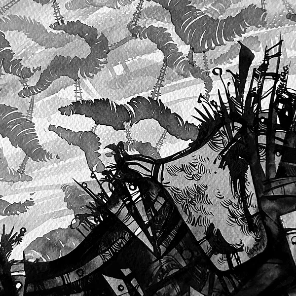 Зображення "Осідлати | Saddle" від Олександр Макогон, розмір: 42 x 42 cm, матеріали: туш, бавовняний папір | ink, cotton paper, медіум: Графіка, ціна: $230 Фото 3 з 3.