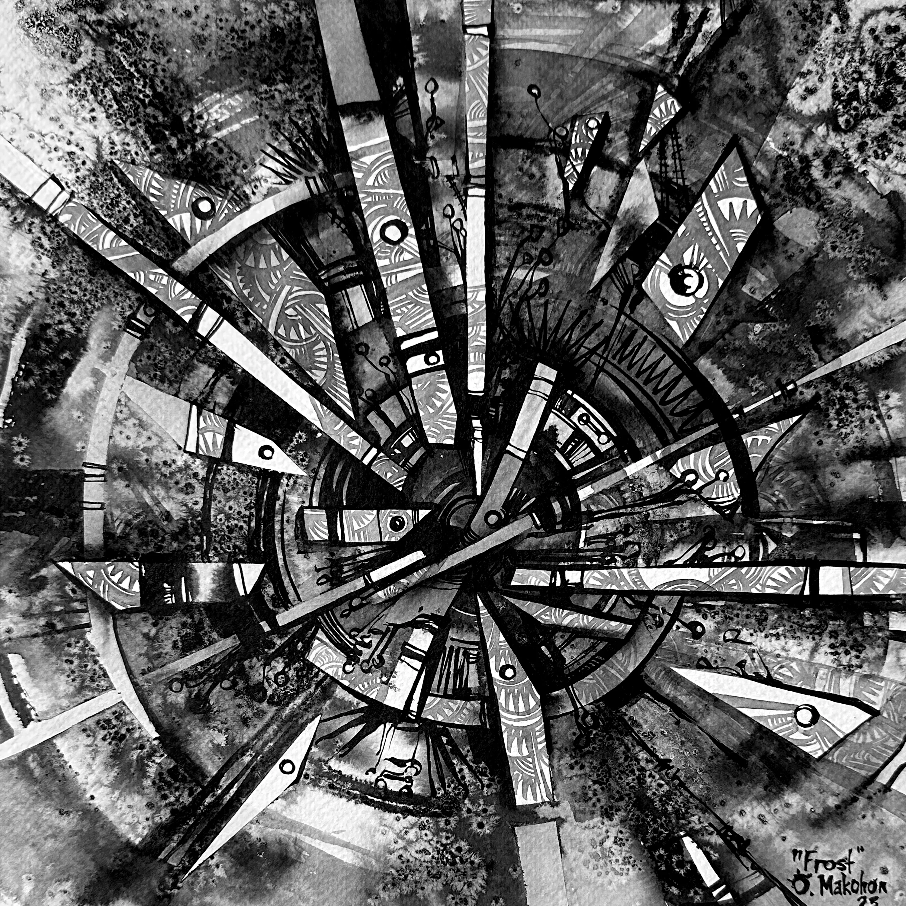 Зображення "Паморозь | Frost" від Олександр Макогон, розмір: 42 x 42 cm, матеріали: туш, бавовняний папір | ink, cotton paper, медіум: Графіка, ціна: $230 Фото 3 з 3.