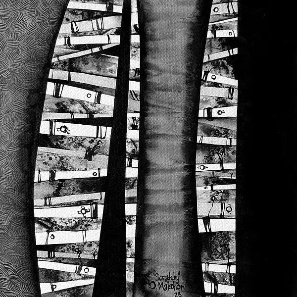 Зображення "Подряпаний | Scratchy" від Олександр Макогон, розмір: 42 x 42 cm, матеріали: туш, бавовняний папір | ink, cotton paper, медіум: Графіка, ціна: $230 Фото 2 з 3.