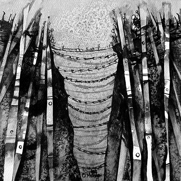 Зображення "Ланцюги | Chains" від Олександр Макогон, розмір: 42 x 42 cm, матеріали: туш, бавовняний папір | ink, cotton paper, медіум: Графіка, ціна: $230 Фото 2 з 3.