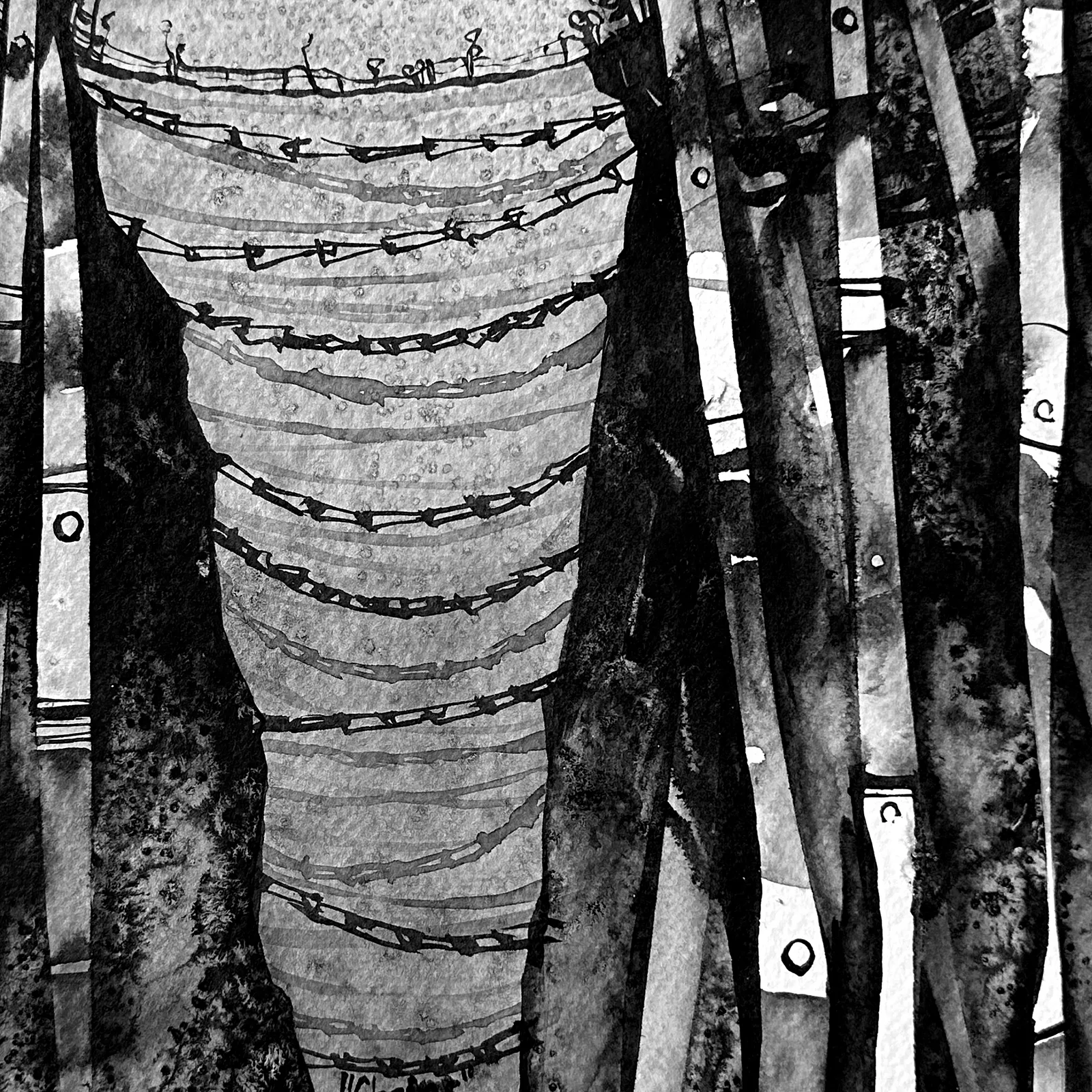 Зображення "Ланцюги | Chains" від Олександр Макогон, розмір: 42 x 42 cm, матеріали: туш, бавовняний папір | ink, cotton paper, медіум: Графіка, ціна: $230 (≈ 10 358 грн) Фото 3 з 3.