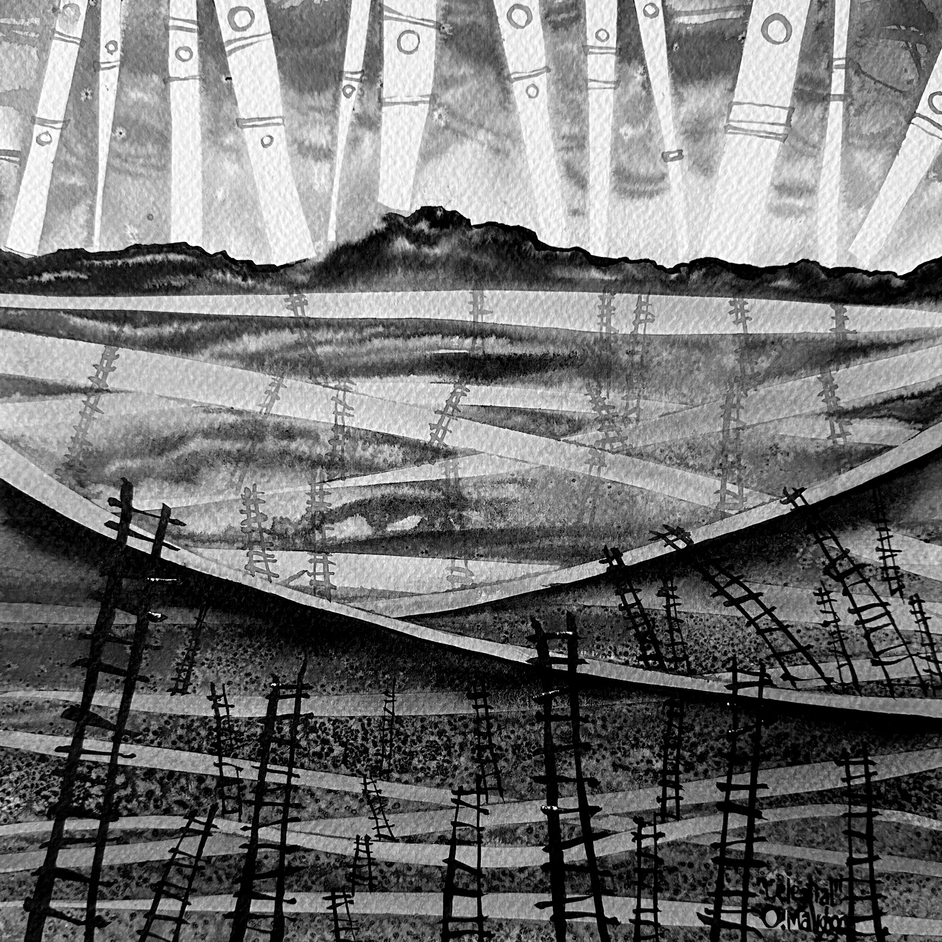 Зображення "Небесний | Celestial" від Олександр Макогон, розмір: 42 x 42 cm, матеріали: туш, бавовняний папір | ink, cotton paper, медіум: Графіка, ціна: $230 Фото 2 з 3.