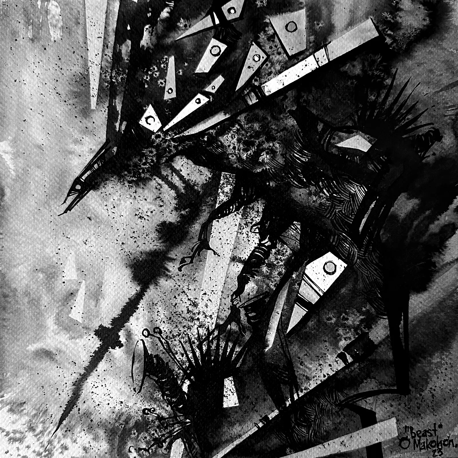 Зображення "Звір | Beast" від Олександр Макогон, розмір: 42 x 42 cm, матеріали: туш, бавовняний папір | ink, cotton paper, медіум: Графіка, ціна: $230 (≈ 10 358 грн) Фото 2 з 3.