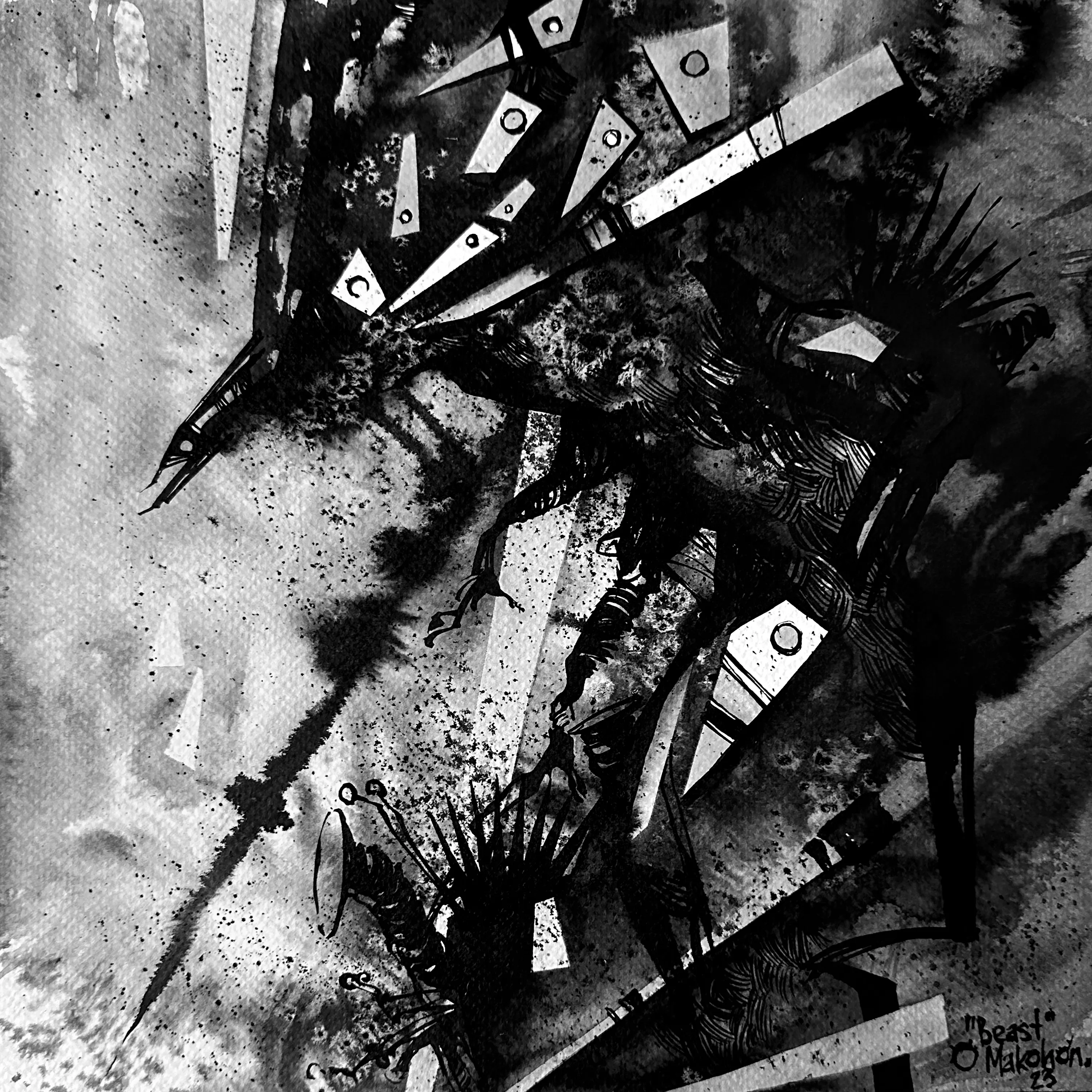 Зображення "Звір | Beast" від Олександр Макогон, розмір: 42 x 42 cm, матеріали: туш, бавовняний папір | ink, cotton paper, медіум: Графіка, ціна: $230 Фото 2 з 3.