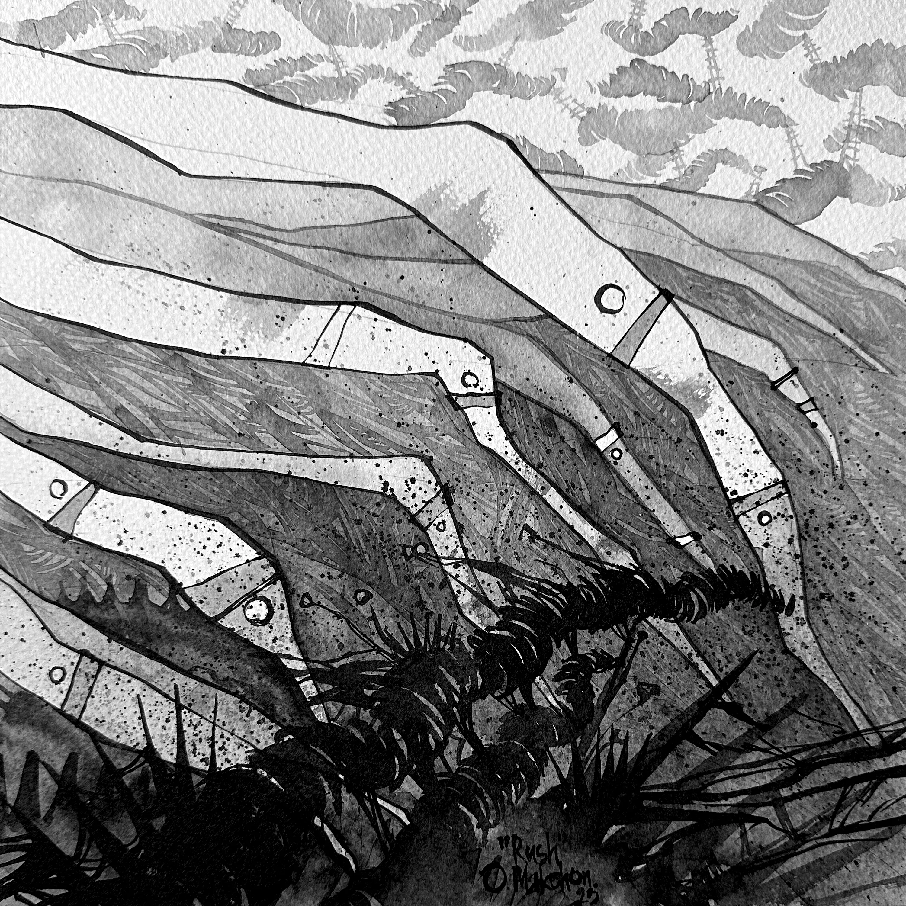 Зображення "Поспіх | Rush " від Олександр Макогон, розмір: 42 x 42 cm, матеріали: туш, бавовняний папір | ink, cotton paper, медіум: Графіка, ціна: $230 Фото 2 з 4.