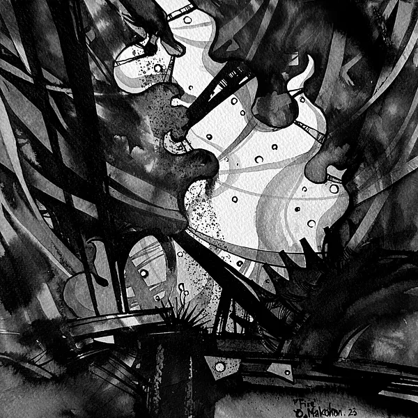 Зображення "Вогонь | Fire" від Олександр Макогон, розмір: 42 x 42 cm, матеріали: туш, бавовняний папір | ink, cotton paper, медіум: Графіка, ціна: $230 Фото 2 з 4.