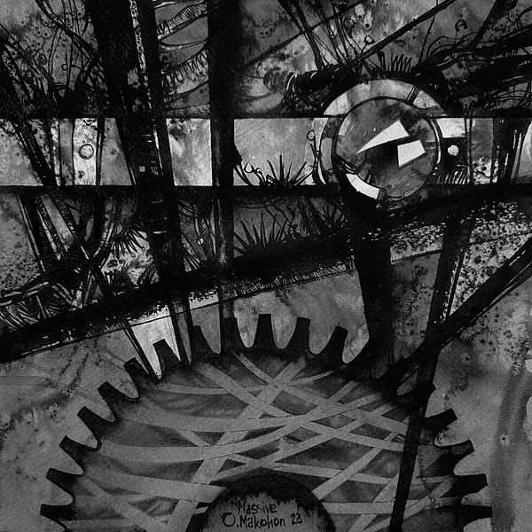 Зображення "Масивний | Massive" від Олександр Макогон, розмір: 42 x 42 cm, матеріали: туш, бавовняний папір | ink, cotton paper, медіум: Графіка, ціна: $230 Фото 2 з 4.