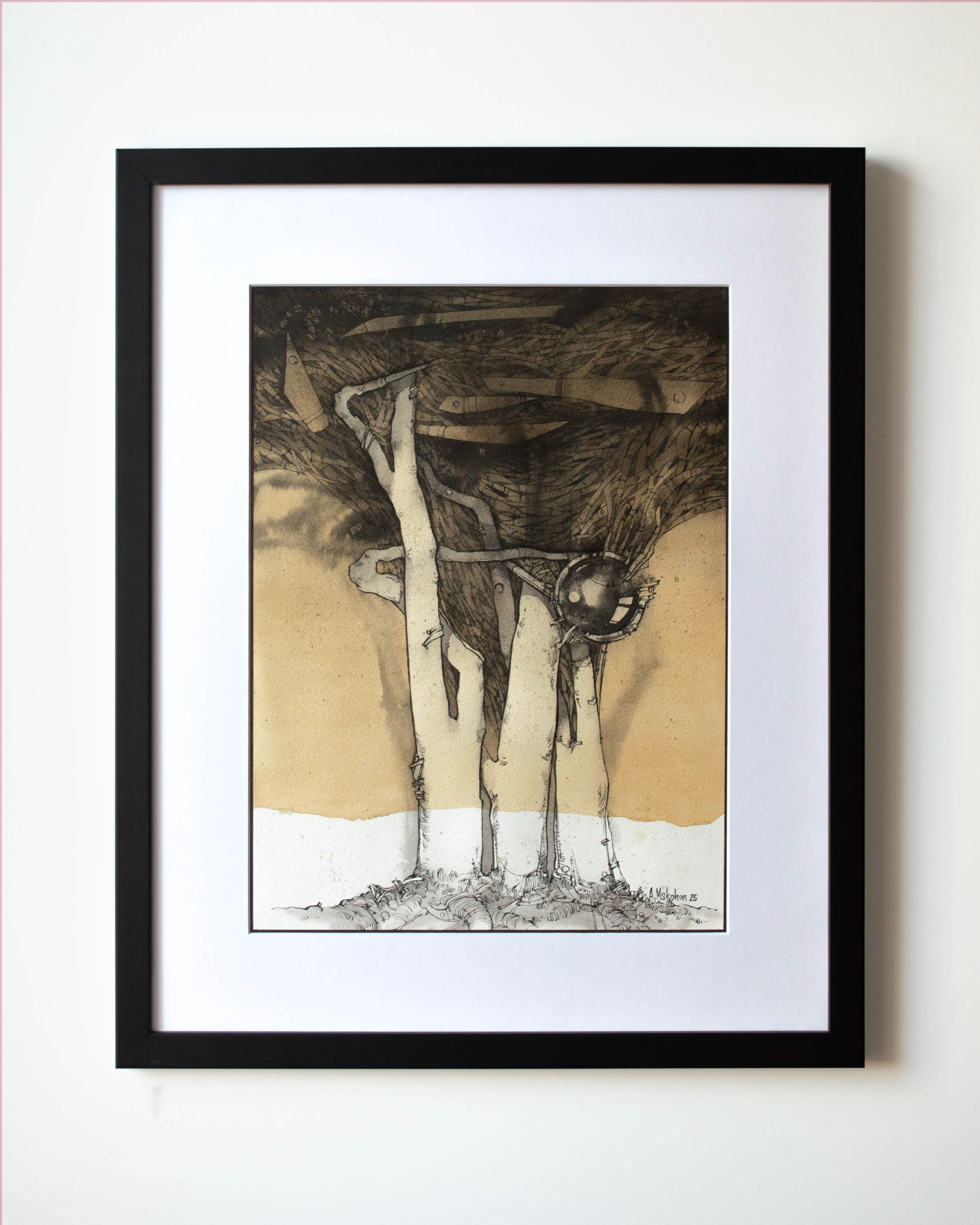 Зображення "Три Брати | Three Brothers" від Олександр Макогон, розмір: 41 х 51 см, матеріали: Туш, кава, вино, папір, медіум: Графіка, серія: Abstract, ціна: $300 Фото 1 з 7.