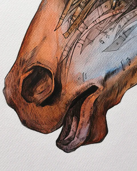 Зображення "Стрімкий | Rapid" від Олександр Макогон, розмір: 52 х 62 cм, матеріали: туш, акварель, бавовняний папір | ink, watercolor on cotton paper, медіум: Графіка, серія: Horses, ціна: €350 Фото 4 з 5.