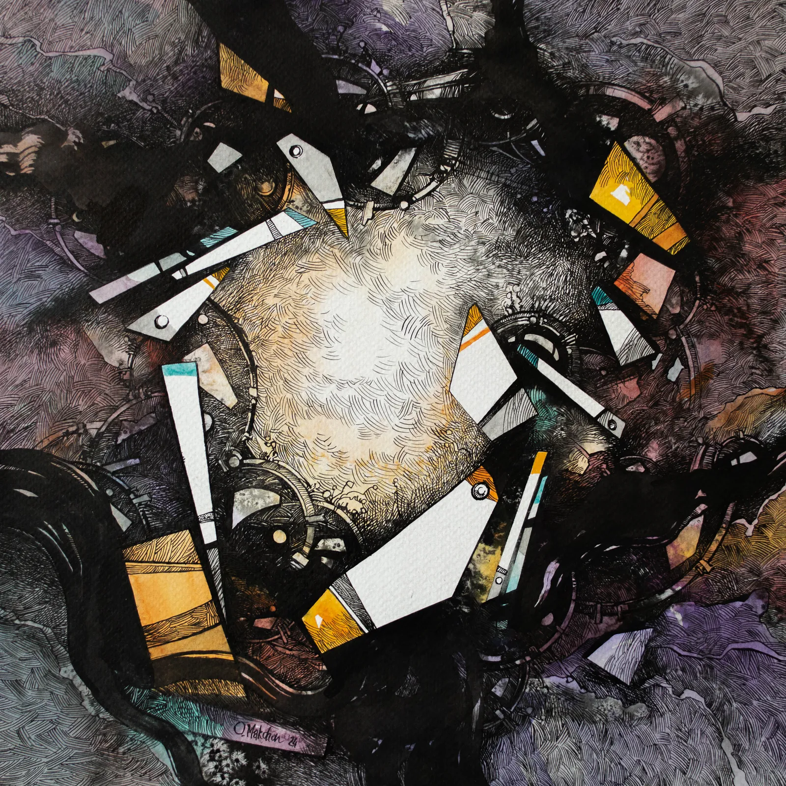 Зображення "Портал | Portal" від Олександр Макогон, розмір: 44 x 44 cm, матеріали: Мастило, акварель, папір, медіум: Графіка, місто: Львів, Україна, серія: Abstract, ціна: $250 Фото 2 з 4.