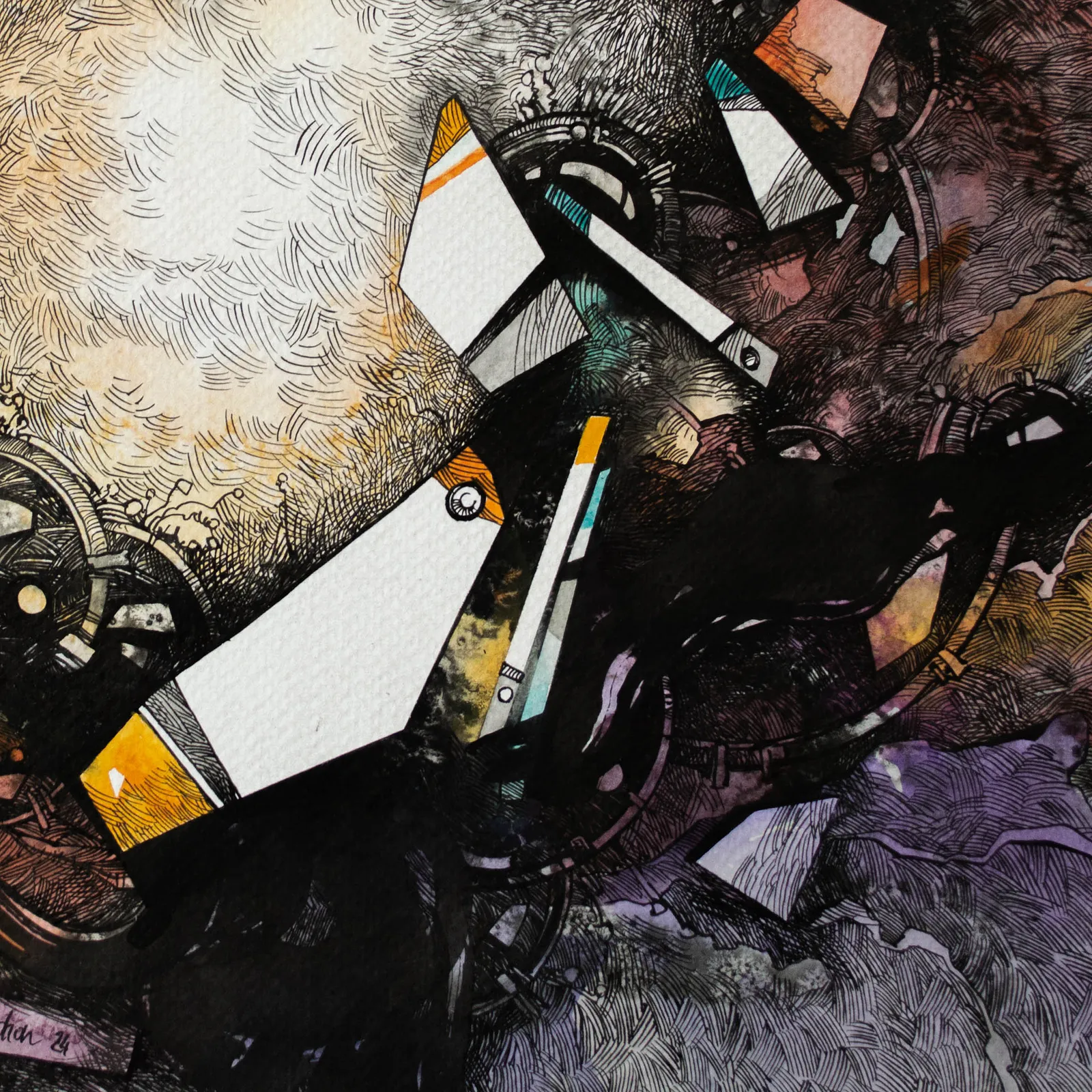 Зображення "Портал | Portal" від Олександр Макогон, розмір: 44 x 44 cm, матеріали: Мастило, акварель, папір, медіум: Графіка, місто: Львів, Україна, серія: Abstract, ціна: $250 Фото 3 з 4.