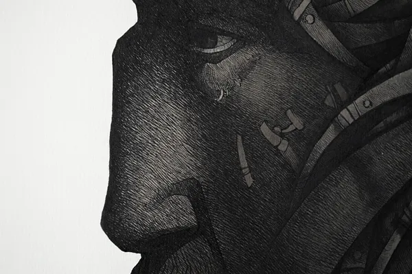Зображення "Мислитель | Thinker " від Олександр Макогон, розмір: 77 х 49 см, матеріали: туш, бавовняний папір | ink, cotton paper, медіум: Графіка, ціна: $350 Фото 6 з 6.