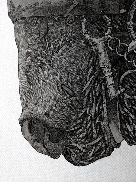 Зображення "Мислитель | Thinker" від Олександр Макогон, розмір: 100 x 80 cm, матеріали: туш, папір | ink, paper, ціна: $1000 Фото 6 з 12.