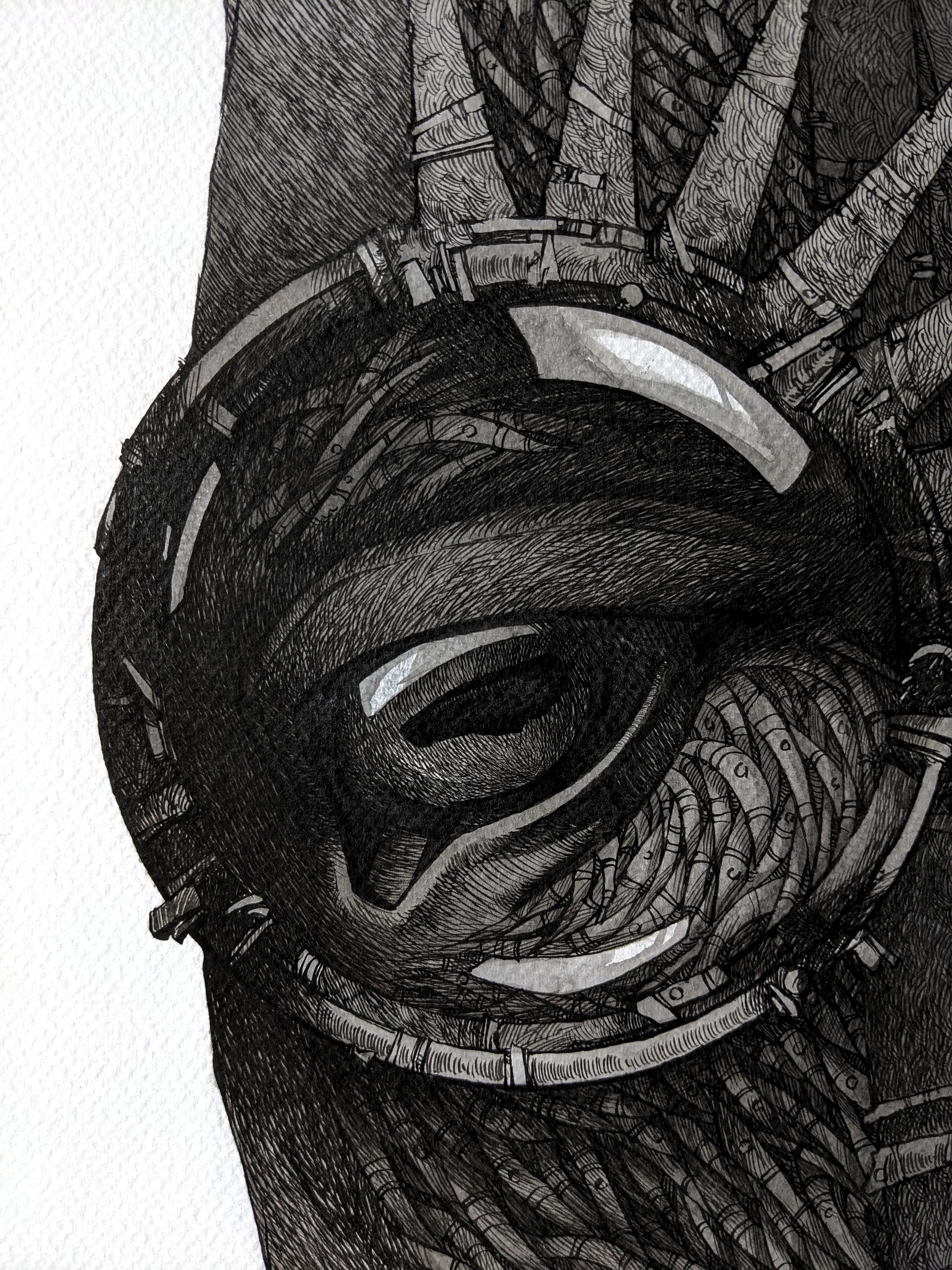 Зображення "Мислитель | Thinker" від Олександр Макогон, розмір: 100 x 80 cm, матеріали: туш, папір | ink, paper, ціна: $1000 Фото 7 з 12.