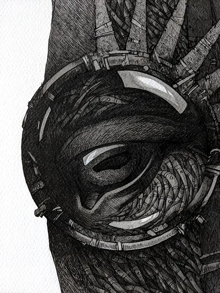 Зображення "Мислитель | Thinker" від Олександр Макогон, розмір: 100 x 80 cm, матеріали: туш, папір | ink, paper, ціна: $1000 Фото 7 з 12.