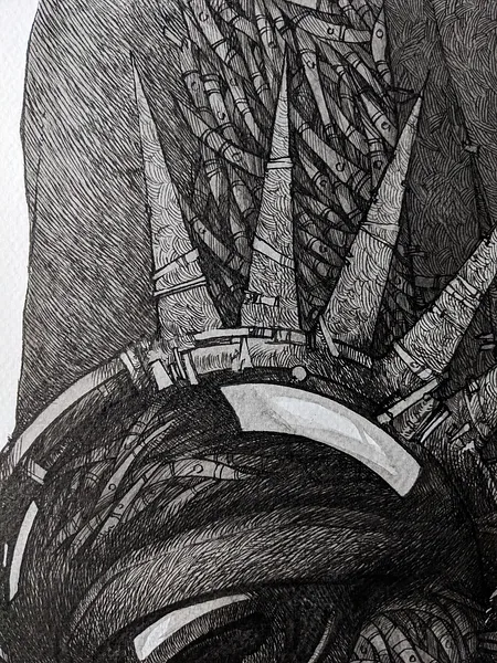 Зображення "Мислитель | Thinker" від Олександр Макогон, розмір: 100 x 80 cm, матеріали: туш, папір | ink, paper, ціна: $1000 Фото 8 з 12.