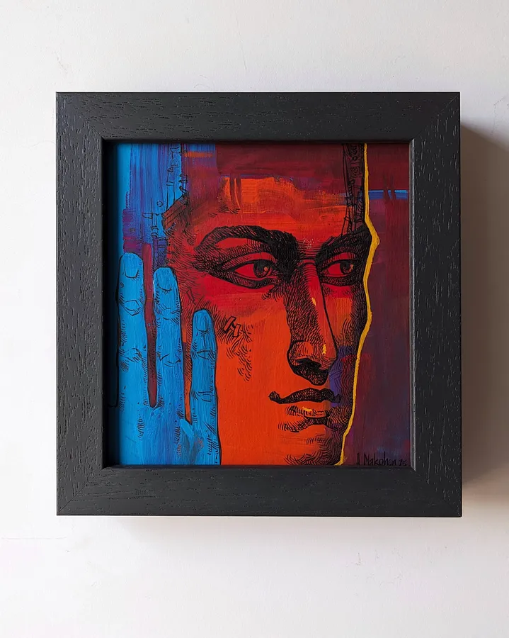 Зображення "Вибір | Choice" від Олександр Макогон, розмір: 17 x 17,5 cm, матеріали: туш, гуаш, бавовняний папір | ink, gouache, cotton paper, медіум: Графіка, місто: Lviv, Ukraine, серія: Portraits, ціна: $100