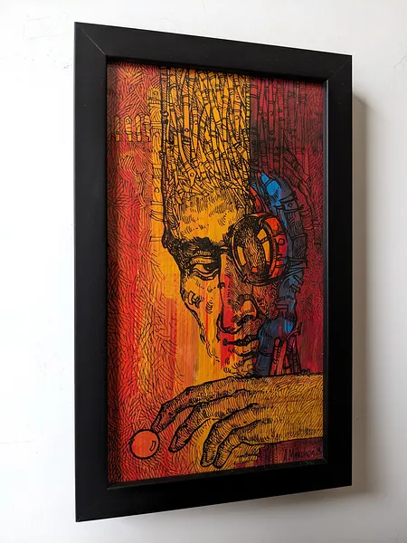 Зображення "Дотик | Touch" від Олександр Макогон, розмір: 13,5 x 22 cm, матеріали: туш, гуаш, бавовняний папір | ink, gouache, cotton paper, медіум: Графіка, місто: Lviv, Ukraine, серія: Portraits, ціна: $100 Фото 2 з 2.