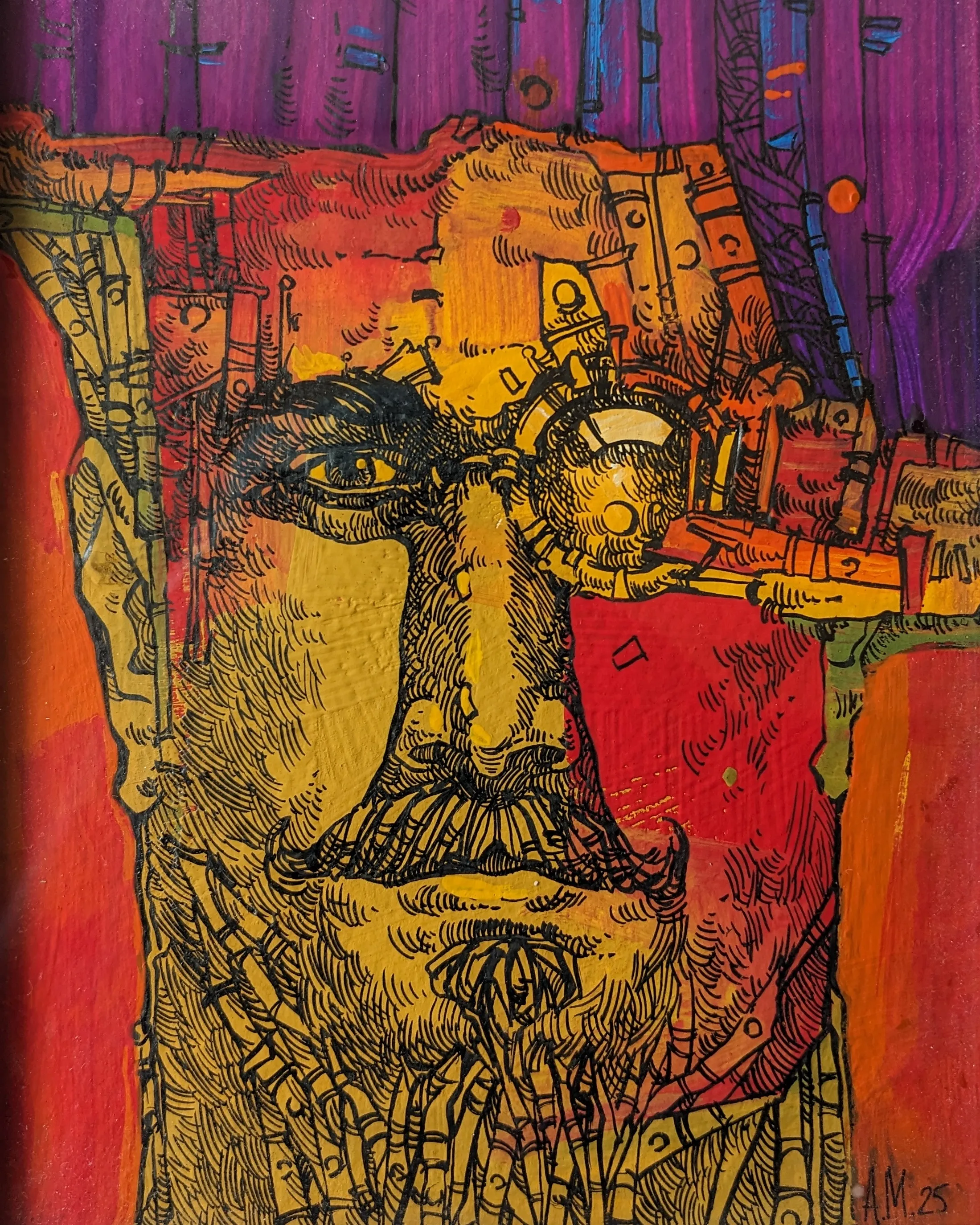 Зображення "Креативність | Creativity" від Олександр Макогон, розмір: 15 x 19 cm, матеріали: туш, гуаш, бавовняний папір | ink, gouache, cotton paper, медіум: Графіка, місто: Lviv, Ukraine, серія: Portraits, ціна: $100 Фото 2 з 2.