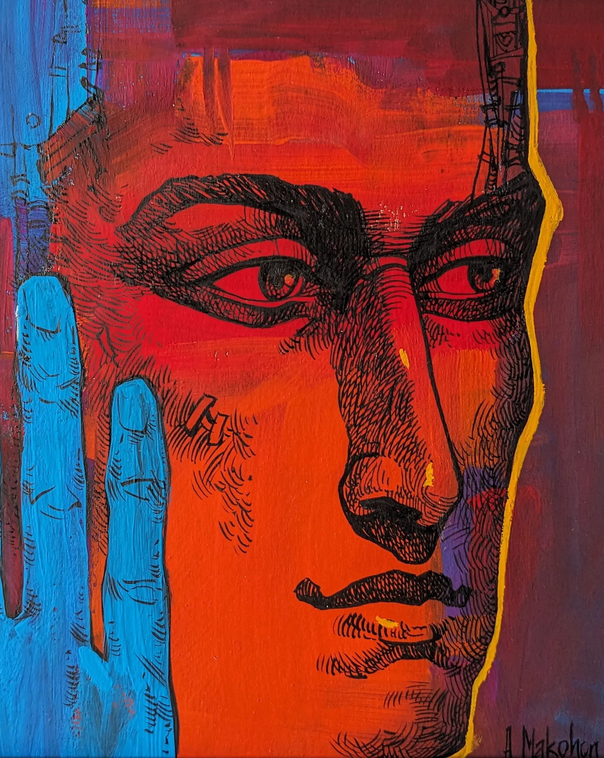 Зображення "Вибір | Choice" від Олександр Макогон, розмір: 17 x 17,5 cm, матеріали: туш, гуаш, бавовняний папір | ink, gouache, cotton paper, медіум: Графіка, місто: Lviv, Ukraine, серія: Portraits, ціна: $100 Фото 2 з 2.