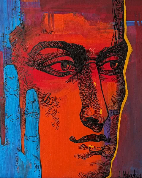 Зображення "Вибір | Choice" від Олександр Макогон, розмір: 17 x 17,5 cm, матеріали: туш, гуаш, бавовняний папір | ink, gouache, cotton paper, медіум: Графіка, місто: Lviv, Ukraine, серія: Portraits, ціна: $100 Фото 2 з 2.