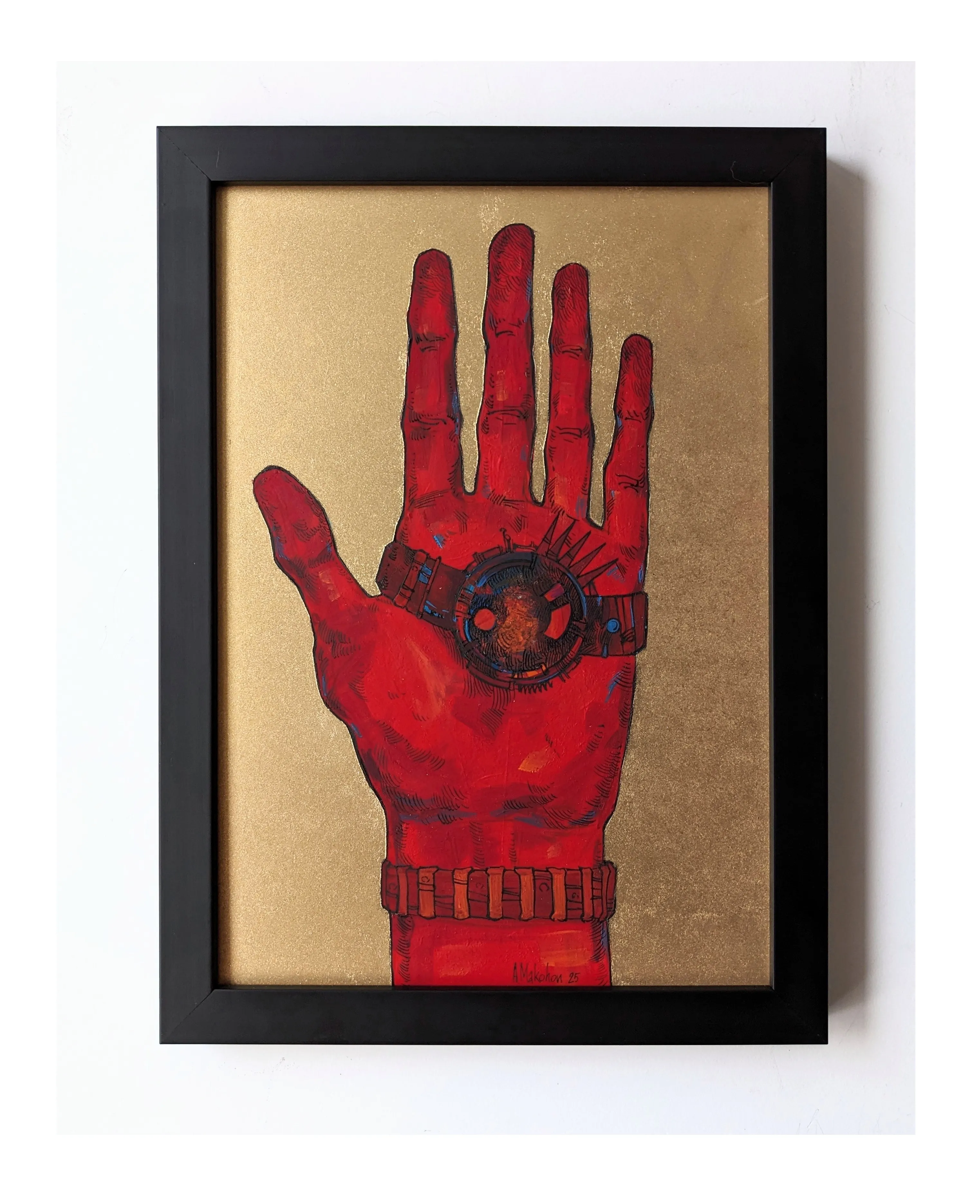 Зображення "Вітання | Greetings" від Олександр Макогон, розмір: 24 х 34 cm, матеріали: Туш, гуаш, аерозольна фарба, двп | Ink, gouache, spray paint, fibreboard, медіум: Живопис, місто: Lviv, Ukraine, серія: Abstract, ціна: $150 Фото 1 з 3.