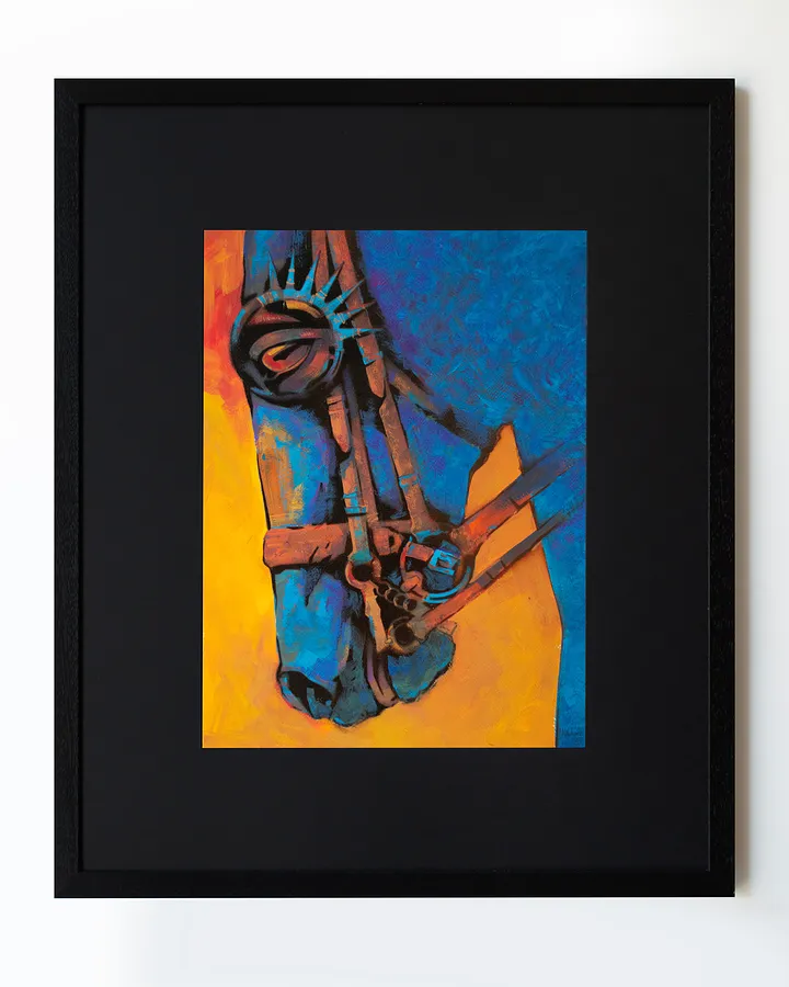 Зображення "Мольфар | Molfar" від Олександр Макогон, розмір: 52 х 62 cм, матеріали: туш, гуаш, аерозольна фарба, бавовняний папір | ink, gouache, spray paint, cotton paper, медіум: Графіка, серія: Horses, ціна: $350