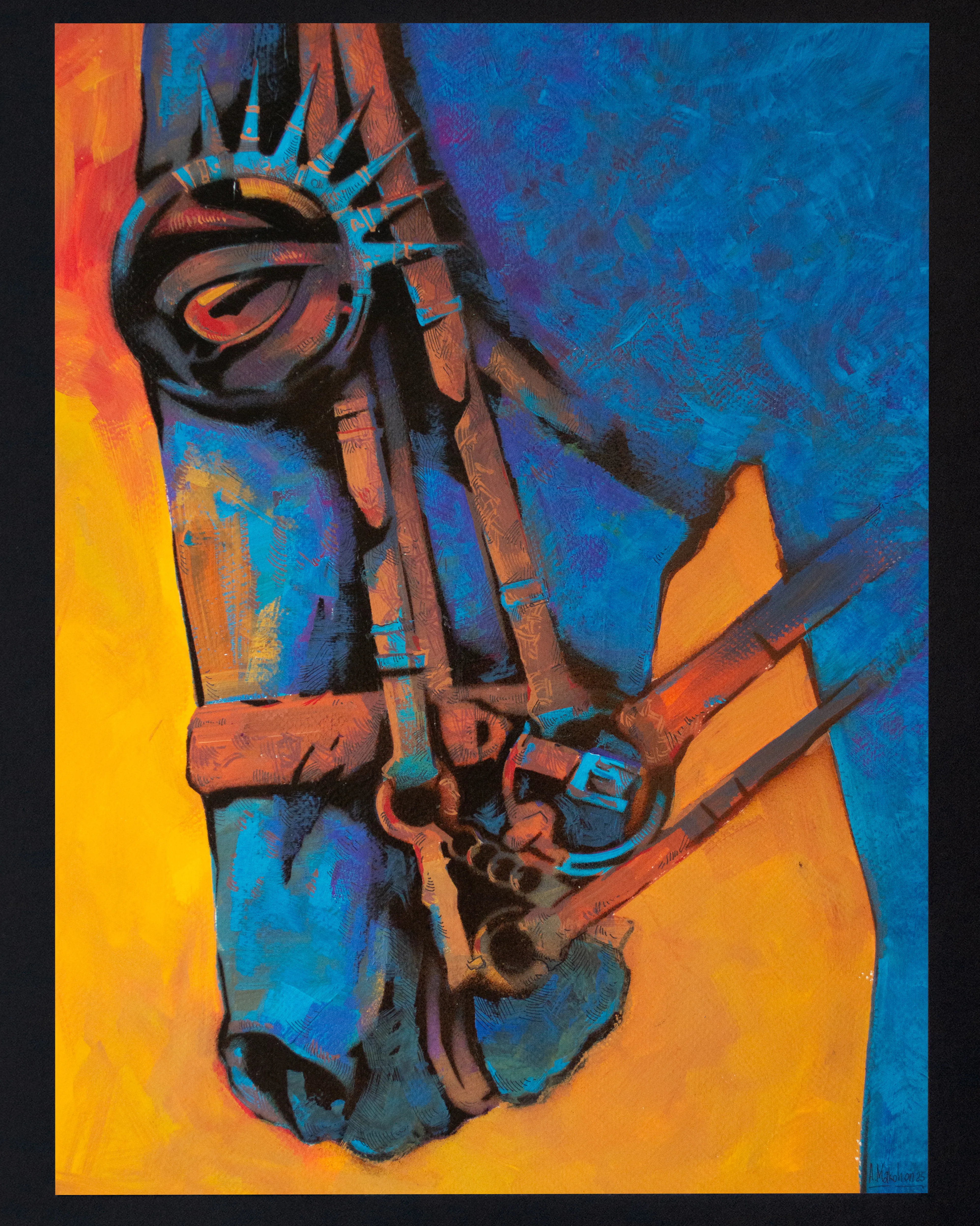 Зображення "Мольфар | Molfar" від Олександр Макогон, розмір: 52 х 62 cм, матеріали: туш, гуаш, аерозольна фарба, бавовняний папір | ink, gouache, spray paint, cotton paper, медіум: Графіка, серія: Horses, ціна: $350 Фото 2 з 4.