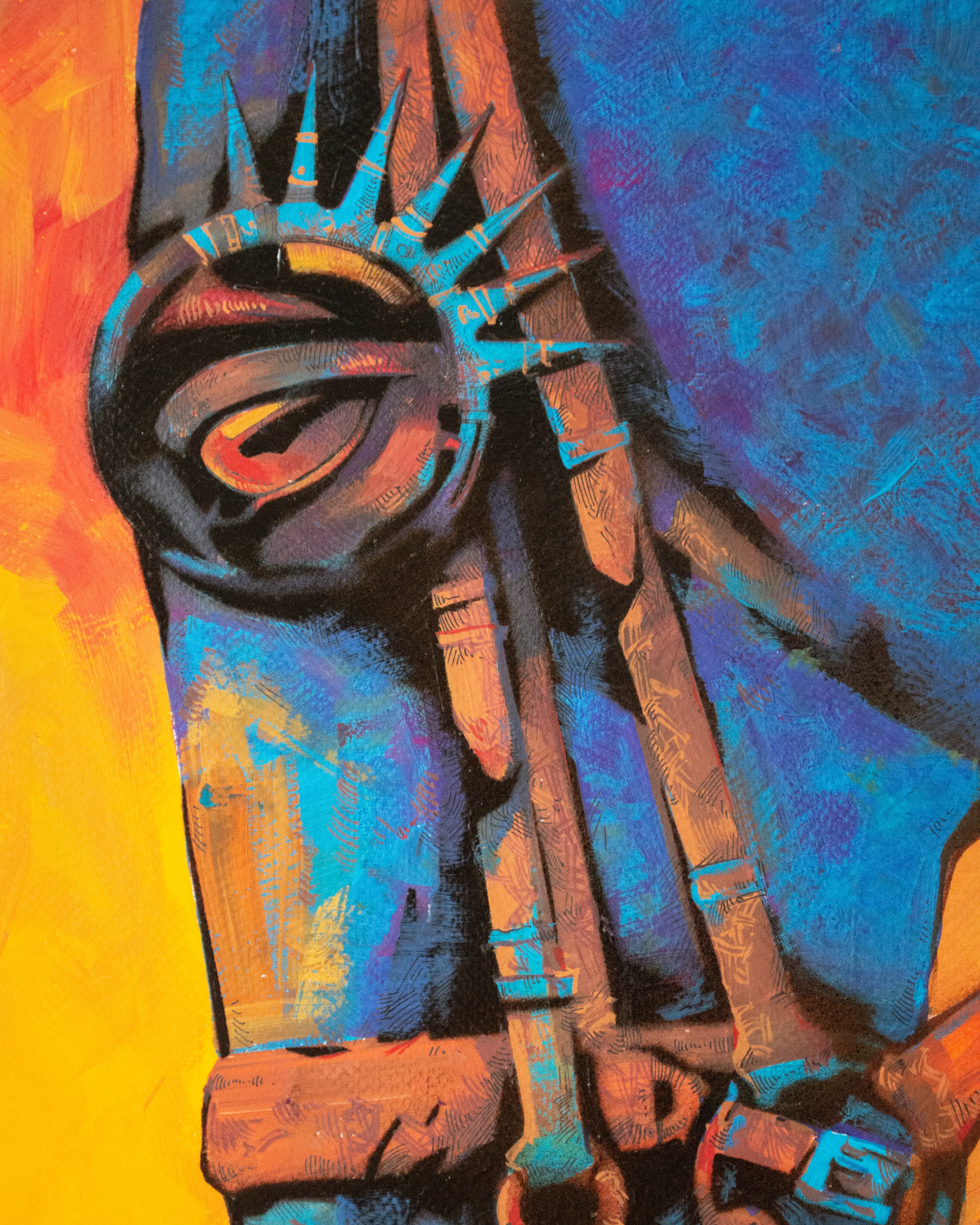 Зображення "Мольфар | Molfar" від Олександр Макогон, розмір: 52 х 62 cм, матеріали: туш, гуаш, аерозольна фарба, бавовняний папір | ink, gouache, spray paint, cotton paper, медіум: Графіка, серія: Horses, ціна: $350 Фото 3 з 4.