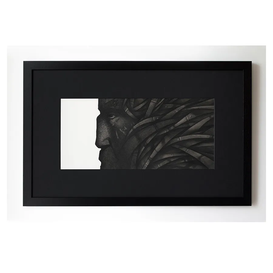 Зображення "Роздуми | Reflections" від Олександр Макогон, розмір: 77 х 49 см, матеріали: туш, бавовняний папір | ink, cotton paper, медіум: Графіка, серія: Portraits, ціна: $350